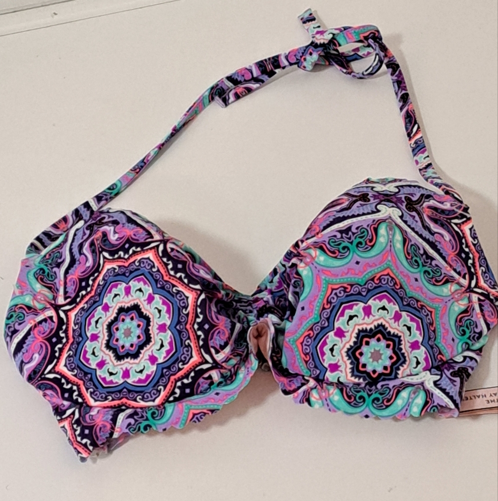 Colorful Patterned Women's Bikini Top 32DDD NWT